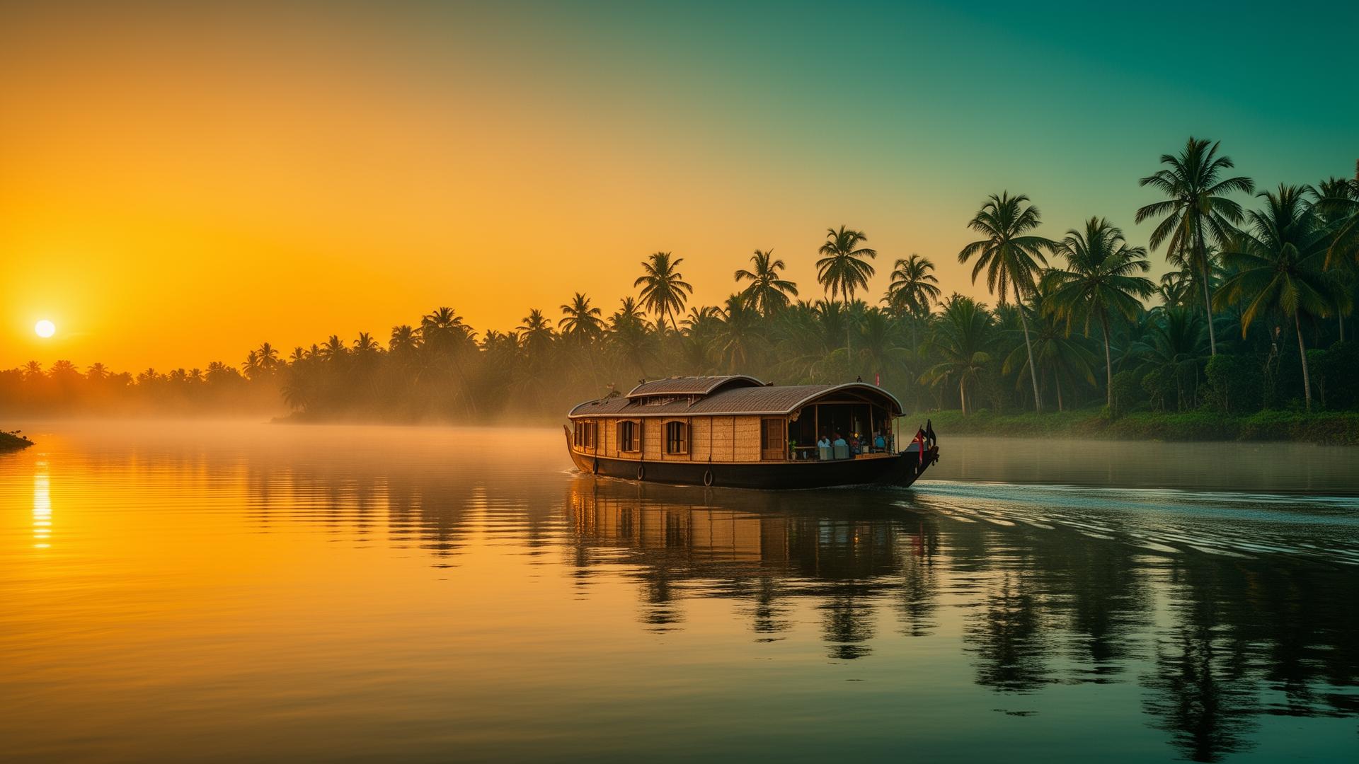 Kerala backwaters at sunset