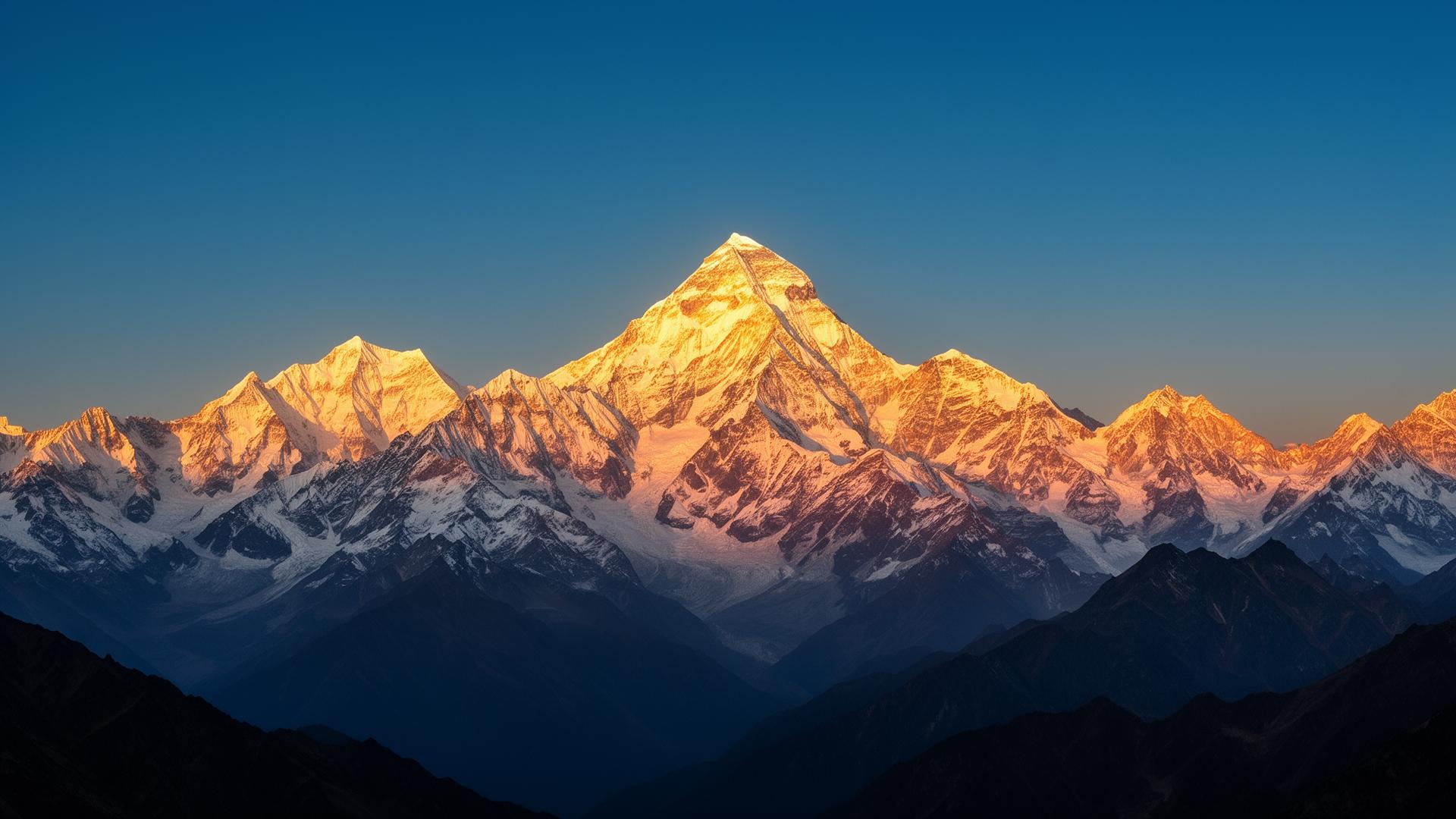 Snow-capped Himalayan peaks at sunrise